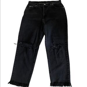 Riders by Lee Petite Denim Black Fringed Bottom Jean